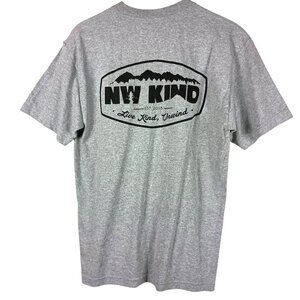 Mens Gray T-Shirt Spellout NW Kind Live Kind Unwind Size M Pacific NorthWest